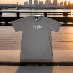 Logic Shirt Mens Medium Grey Gray Short Sleeve Rap Tee Music T-shirt Crew Neck G